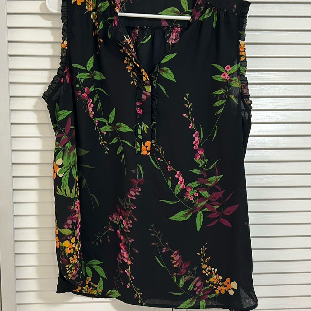 Sleeveless floral blouse